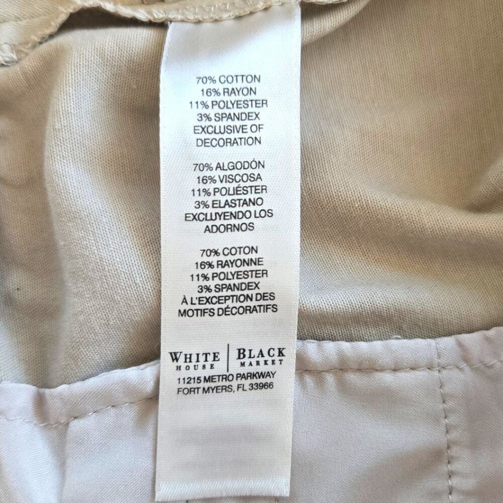 White House Black Market Womens Sleek Bootcut Pants Size 6R Beige Cotton Blend - Picture 10 of 10